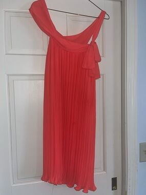Coral Pleated Dress